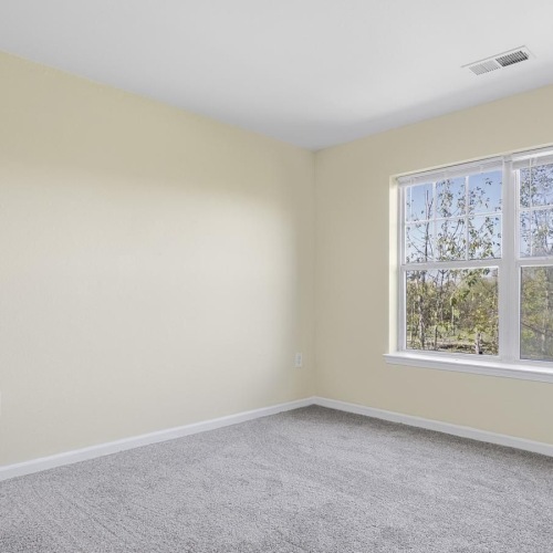 a room with a window and carpet